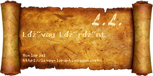 Lévay Lóránt névjegykártya